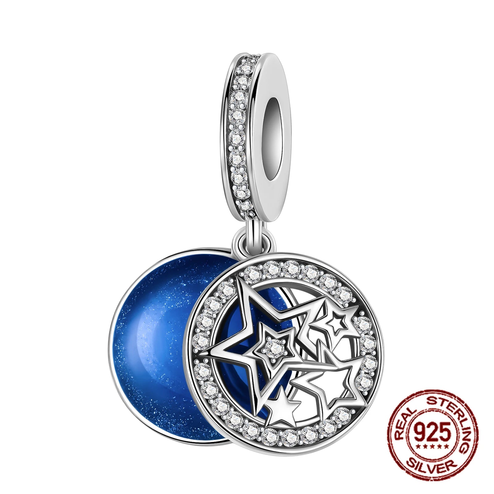 Breloque en argent sterling 925 représentant la lune, l'étoile, l'avion, l'espace, série bleue, compatible avec les bracelets Pandora originaux, bijoux à offrir