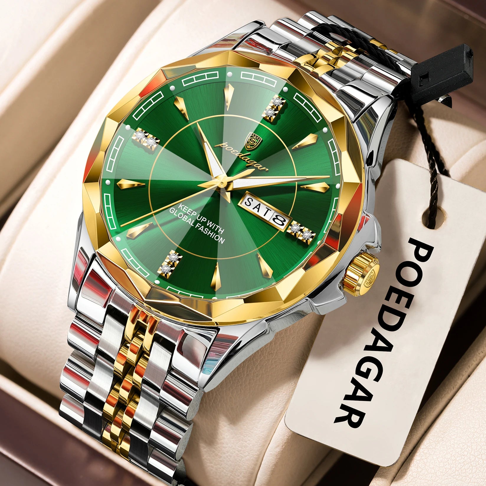 POEDAGAR Luxury Fashion Man Clock Top Business Waterproof Luminous Date Week Men's Watches Quartz Stainless Steel Men Wristwatch - Madeinsea©