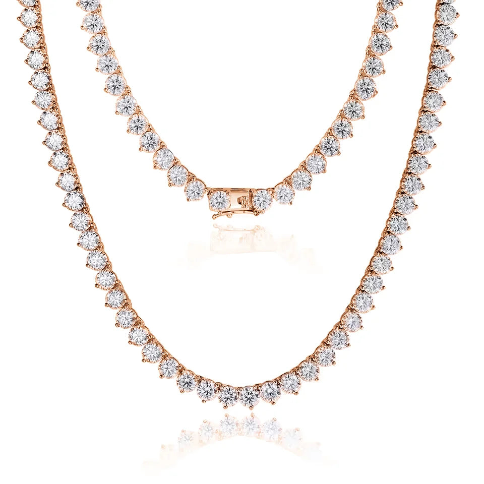 KNOBSPIN 3 Claw D VVS1 Moissanite Tennis Necklace 3/4/5mm GRA Certified Lab Diamond Solid s925 Silver GRA Necklace for Women Man