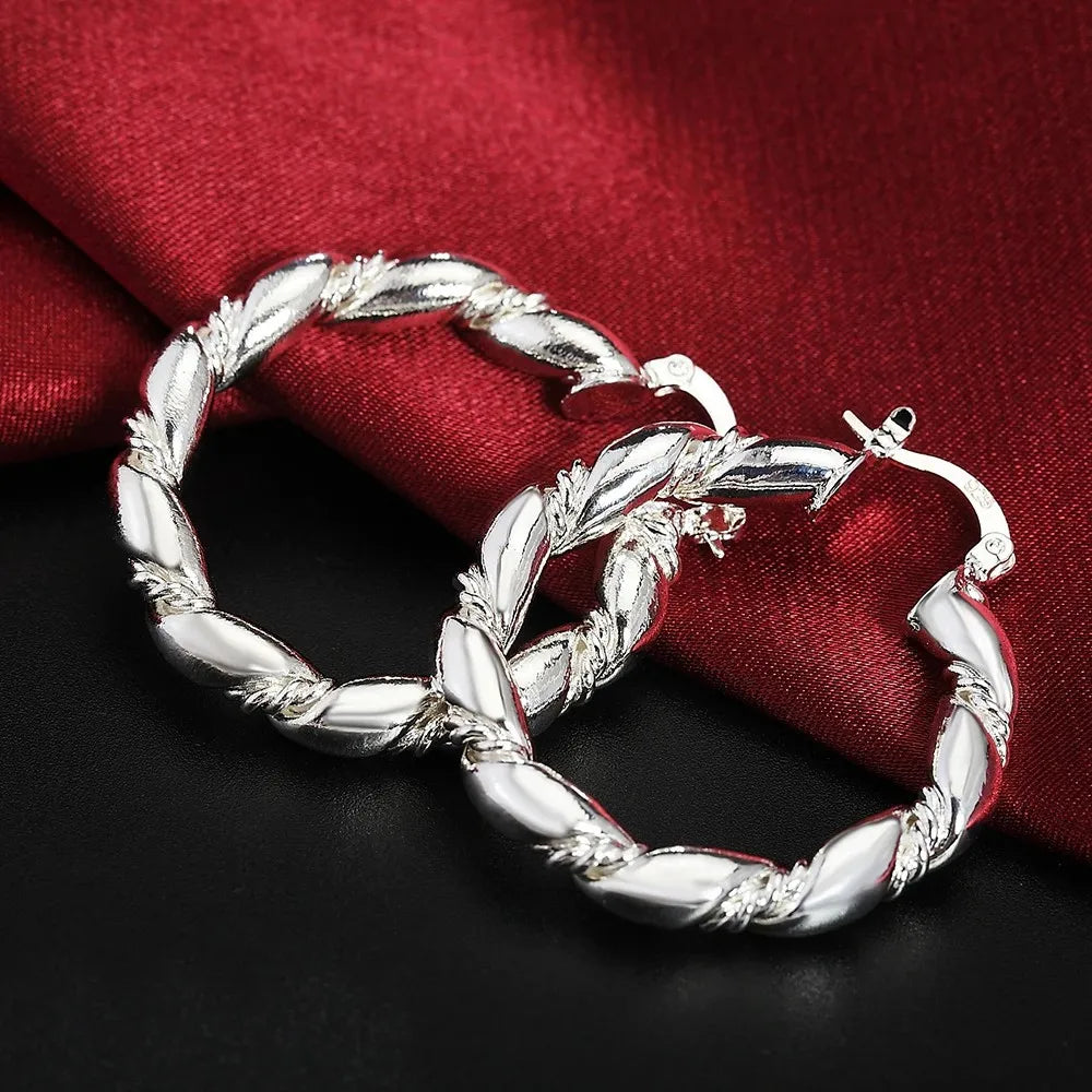 Top Quality 925 Sterling Silver Earrings Simple Round Circle Hoop Earrings For Woman Fashion Wedding Engagement Charm Jewelry - Madeinsea©