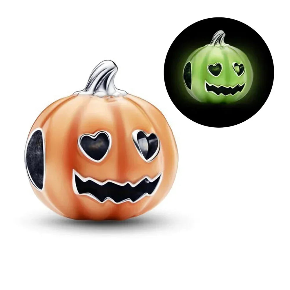 Night Glow Pumpkin,Skull,Vampire,Witch,Ghost Halloween Series Charm fit Pan Original Bracelet Holiday Jewelry DIY Fun Beads