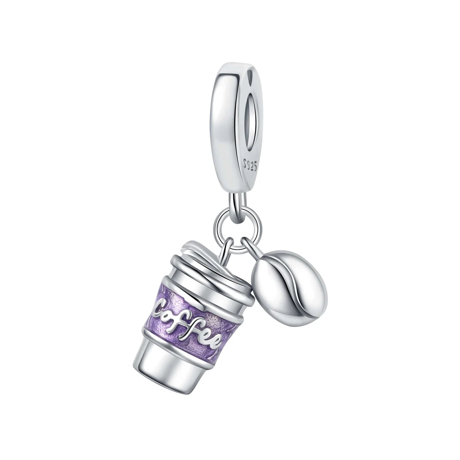 PANPOKI 925 Sterling Silver Love Coffee Cup Pendant Beads Original Pendants Bracelet Charm Jewelry Party DIY Trendy Gifts
