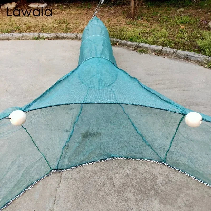 Lawaia Shrimp Cage with Iron Chain Fishing Trap Net Folding Fishing Cage Foam Float  2M/3M Small Mesh