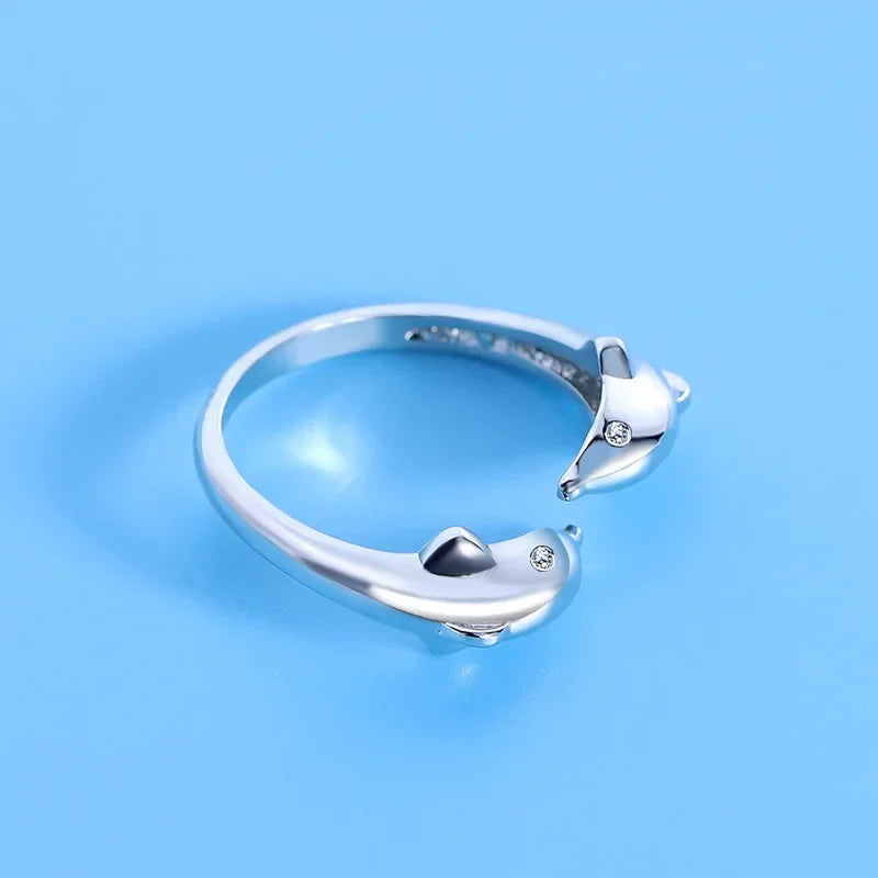 925 Sterling Silver Dolphin Ring Simplicity Fashion Exquisite Student Girlfriend Jewelry Accessories Wedding Party