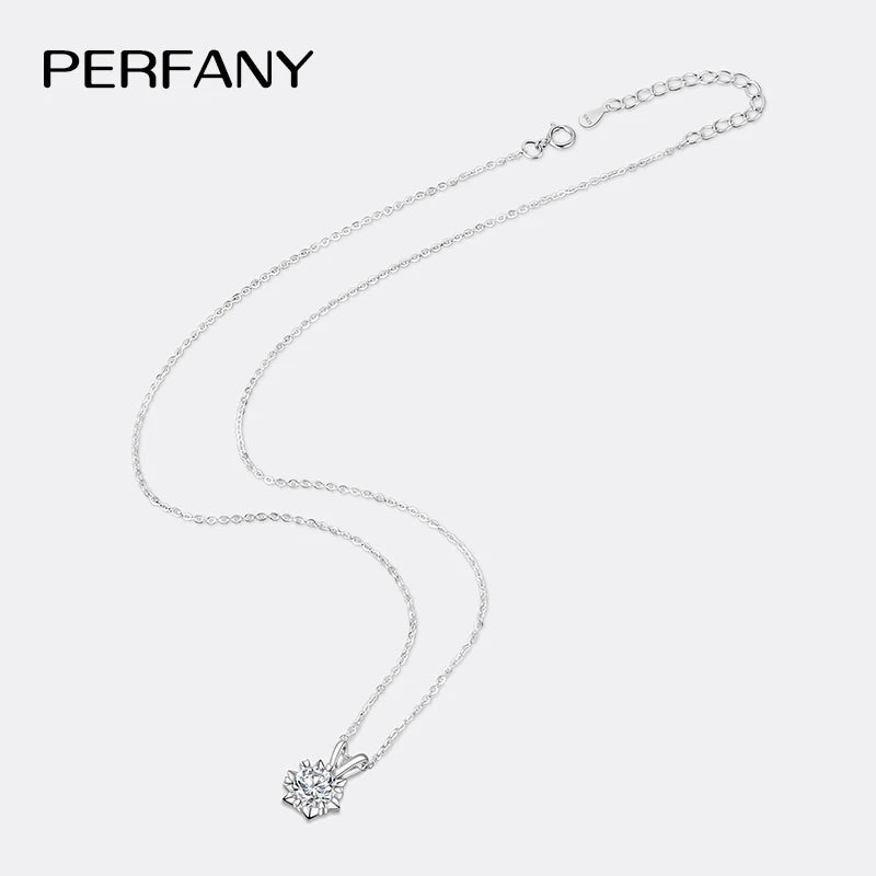PERFANY 1-3CT Moissanite Women's Necklace S925 Pure Silver Snowflake Simulation Diamond Pendant Wedding High-end Jewelry - Madeinsea©
