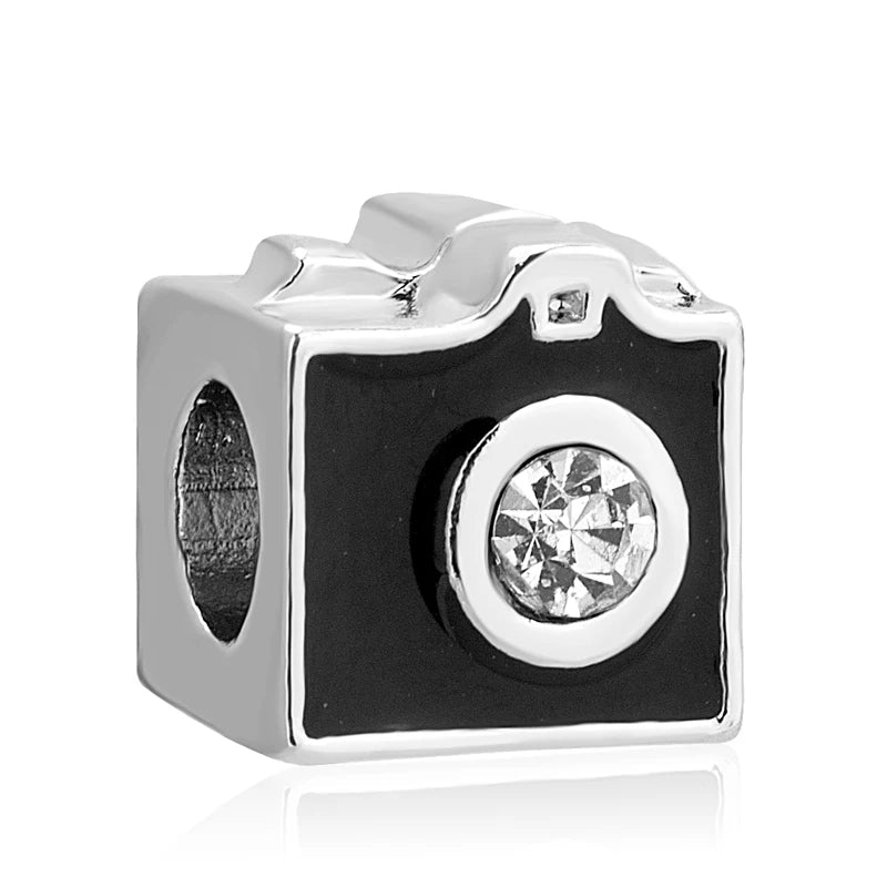 New European Style 925 Silver Black, Bagua, Watch Computer, Camera, Cat, Bead Pendant, Original Bracelet DIY Women's Jewelry