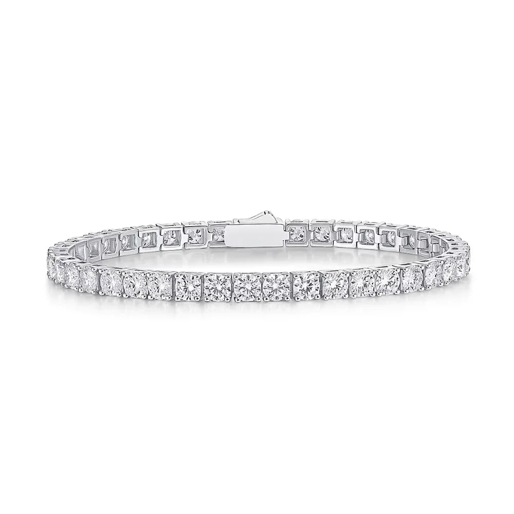 Serenity 3mm 4mm 5mm Moissanite Tennis Bracelet For Women Man 100% S925 Sterling Silver Spring Lock Couples Bracelet Anniversary