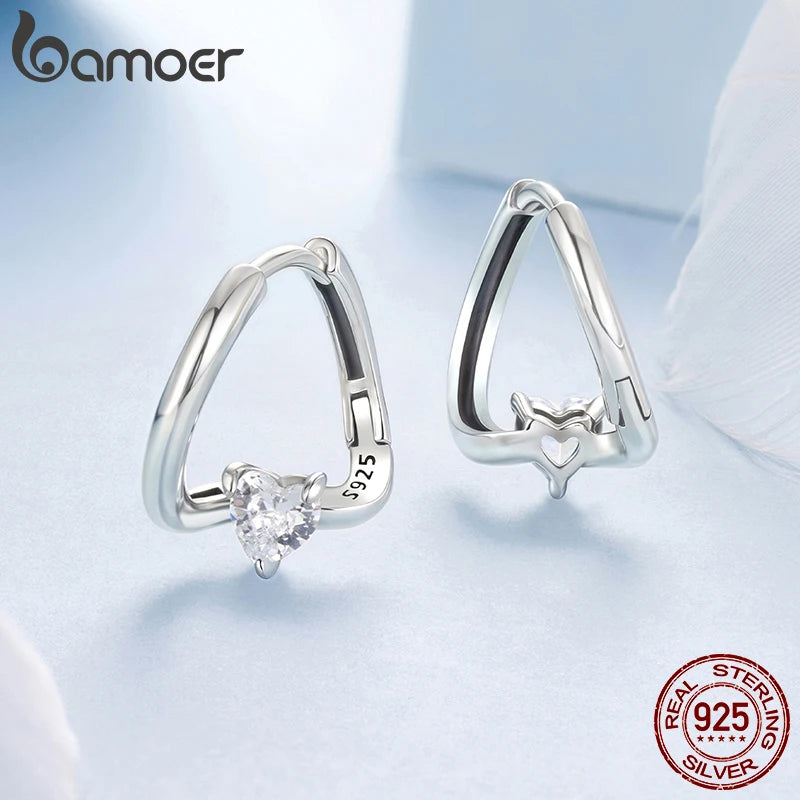 BAMOER Geometric Hoop Earrings Twisted Round Ear Buckles Original for Women Punk Girls 925 Sterling Silver Simple Jewelry Gift