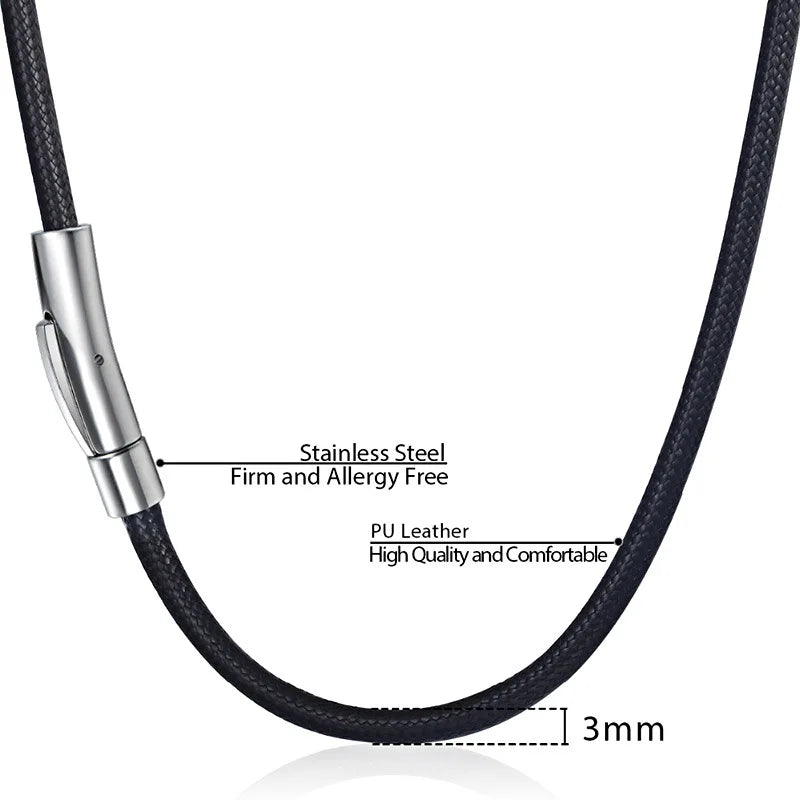 MKENDN Black Genuine Leather Rope Necklace With Clasp Cord Chain Line String For DIY Pendant Jewelry Making Accessories for Men - Madeinsea©