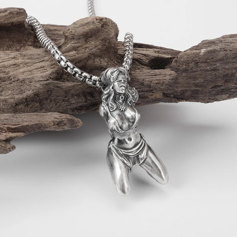 Silver-Plated Anime Mecha Beautiful Girl Girl Pendant Necklace Men and Women Hip-Hop Rock Punk Trendy Jewelry Gift - Madeinsea©