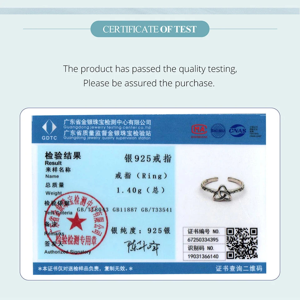 BAMOER 925 Sterling Silver Embossed Vintage Celtic Pattern Ring for Women Simple Silver Adjustable Ring Fine Jewelry Gift