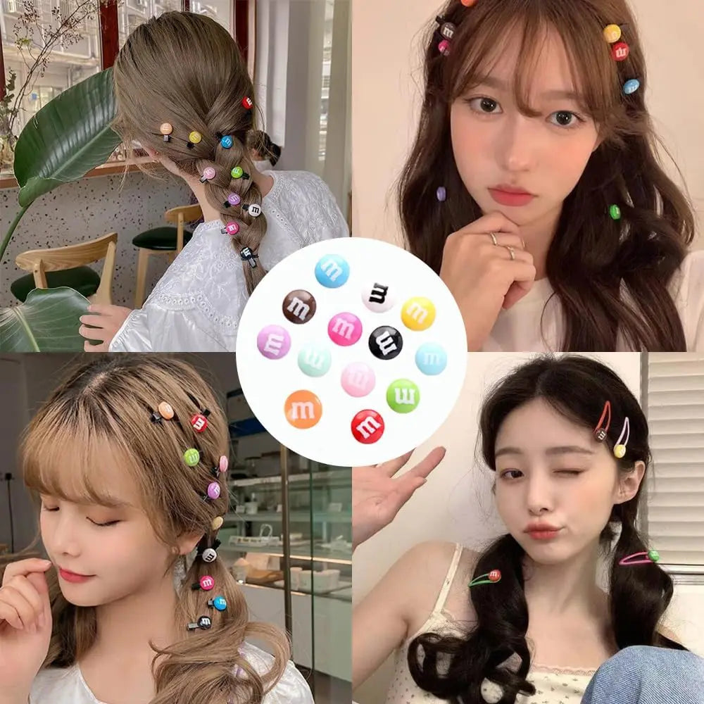 20pcs Resin Candy Chocolate Beads M Beans Flatback Cabochon Applique Figurines Ornament Jewelry Making Hairwear Accessorie