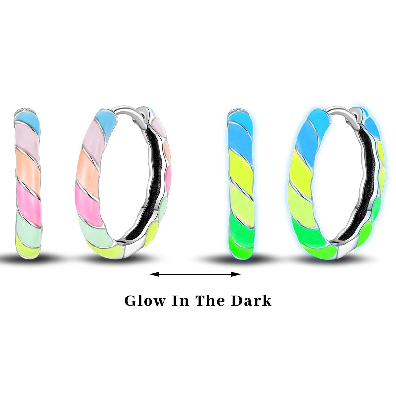 Earrings 925 Silver Colorful Cute Cat Claw Heart Shaped Rhomboid Luminous Dopamine Earrings For Women Fashion Party Jewelry Gift