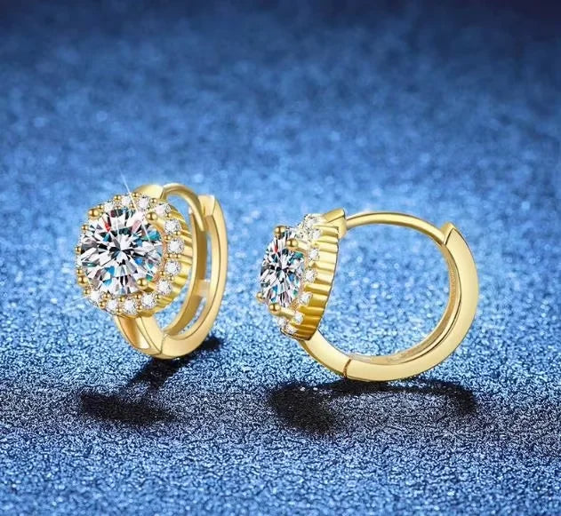 Serenity 0.5ct 1ct D Moissanite Hoop Earrings Women Gift S925 Sterling Silver Round Bag Earring Wedding Bridal Jewelry Wholesale - Madeinsea©