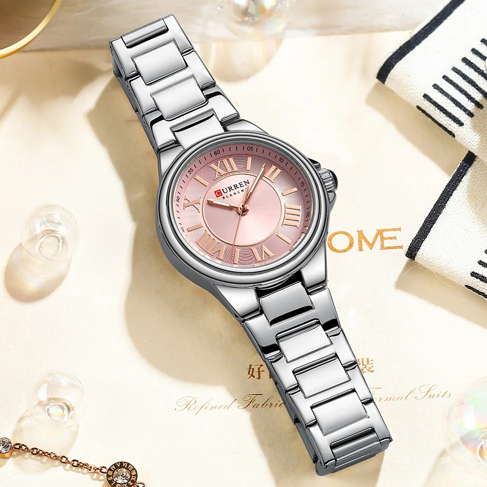 CURREN Romantic Charm Women's Wristwatches Fashion Design Thin Quartz Watch with Luminous Hands Stainless Steel Bracelet - Madeinsea©