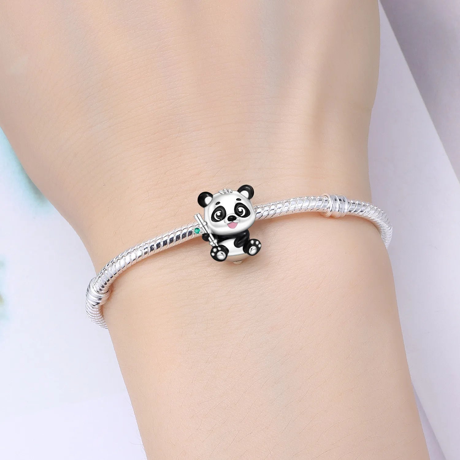 PANPOKI 925 Sterling Silver Cute Panda Animal Beads Original Pendants Bracelet Charm Jewelry Party DIY Trendy Gifts