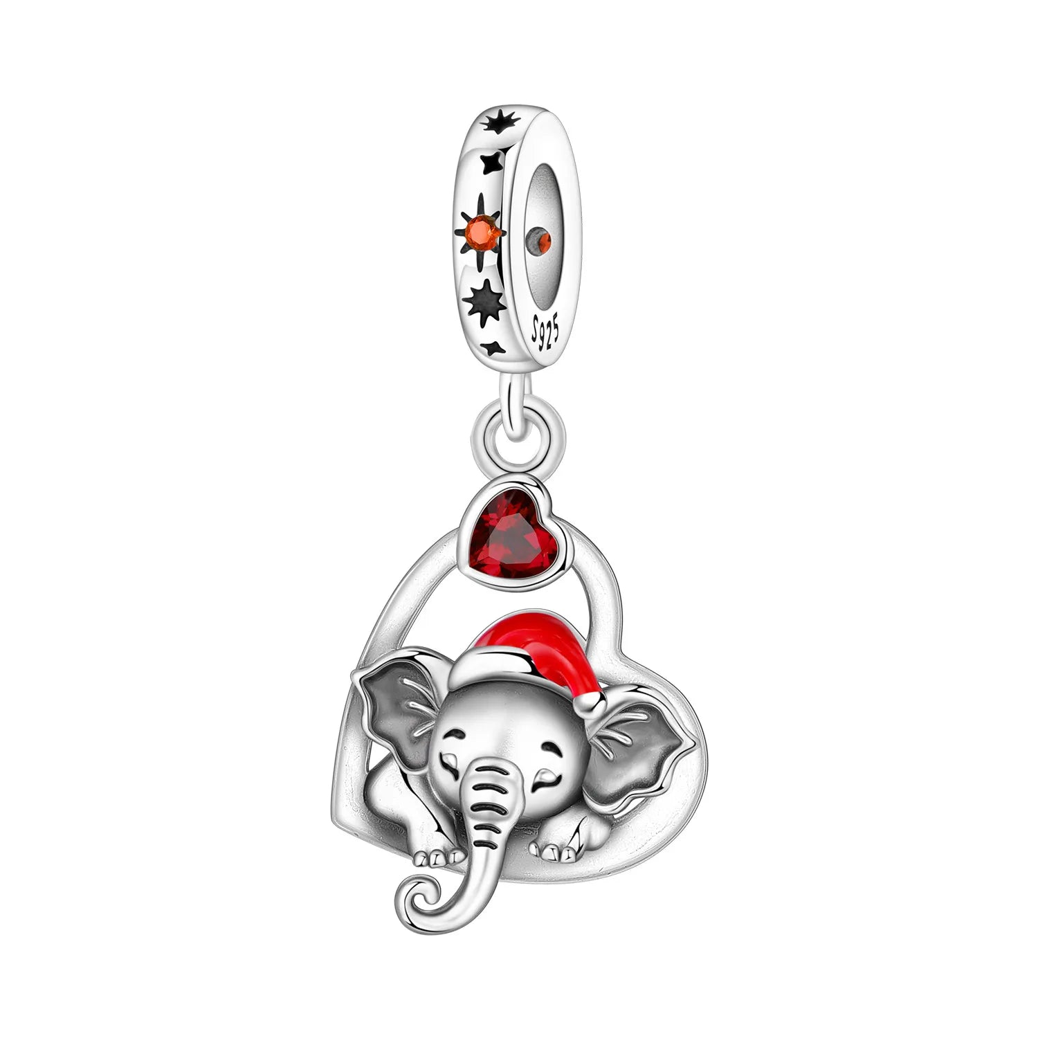 PANPOKI 925 Sterling Silver Love Christmas Elephant Pendant Bead Original Pendants Bracelet Charm Jewelry Party DIY Trendy Gift