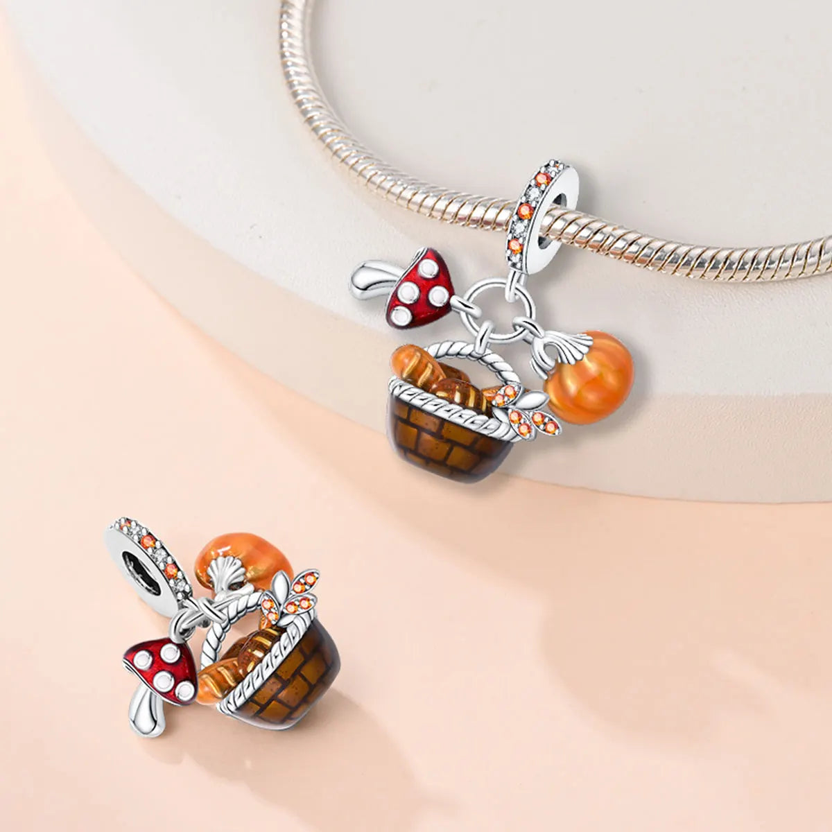New Harvest Season Pumpkin Bunny Guitar Beads Fit Original Bracelet 925 Silver Women's Necklace DIY Charm Exquisite Jewelry Gift