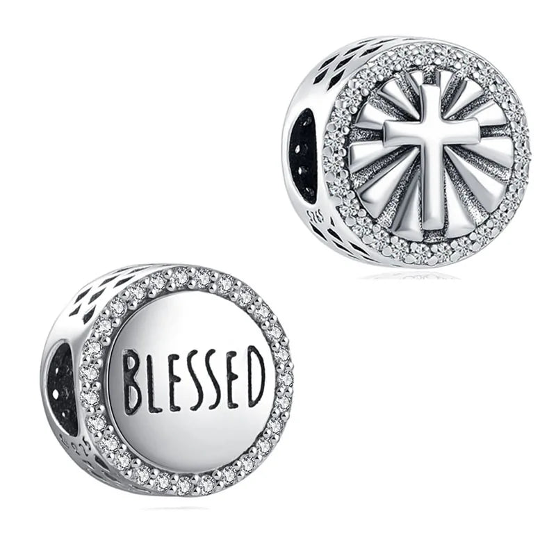 Fine religion series 925 Silver Jesus Bible Diy Bead cross Pendant Fit Original Bracelet Trinket Jewelry Figure Buddha Charm