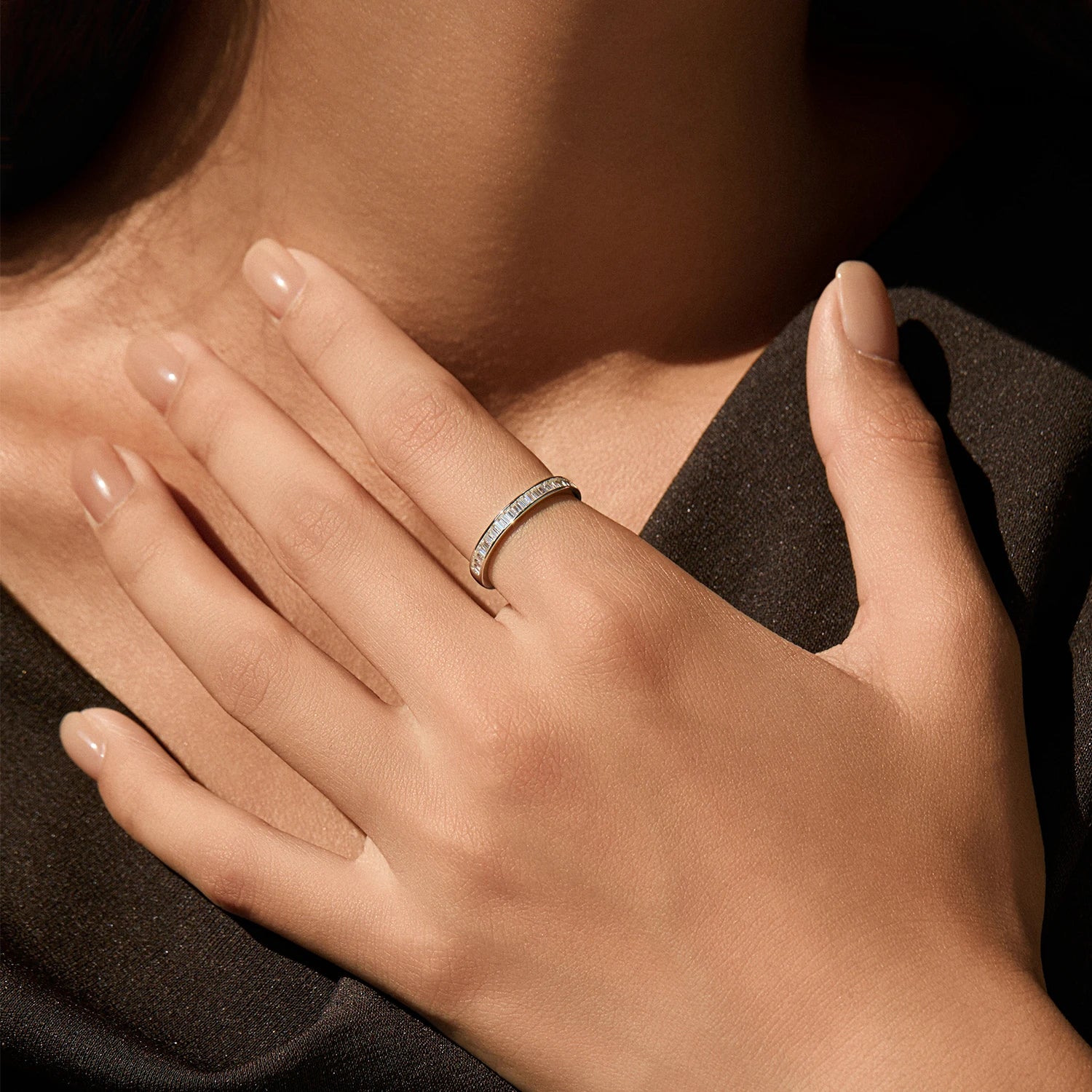 MODIAN Dazzling D Color Rectangle Moissanite Stackable Rings 925 Sterling Silver Eternity Band Rings For Women Fine Jewelry - Madeinsea©