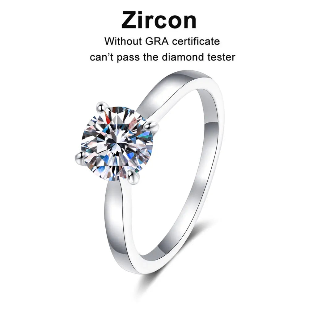 KNOBSPIN D VVS1 Moissanite Rings for Women Man 4 Prong Solitiare Engagement Wedding Diamond Ring with GRA Certified s925 Sliver