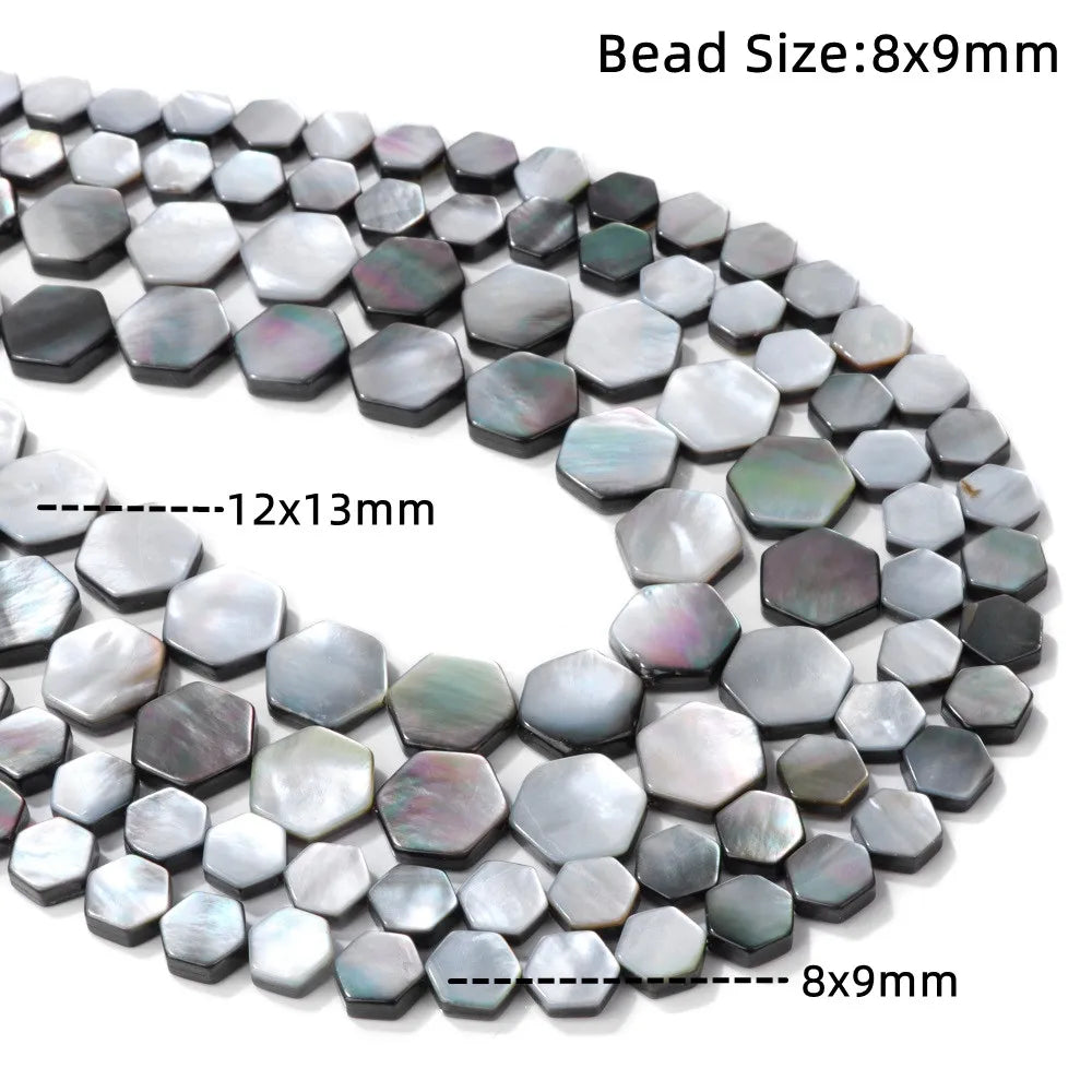 High Quality Natural Shell Beads Grey Mother of Pearl Heart Square Round Spacer Beads For Jewelry Making DIY Bracelet Handmade