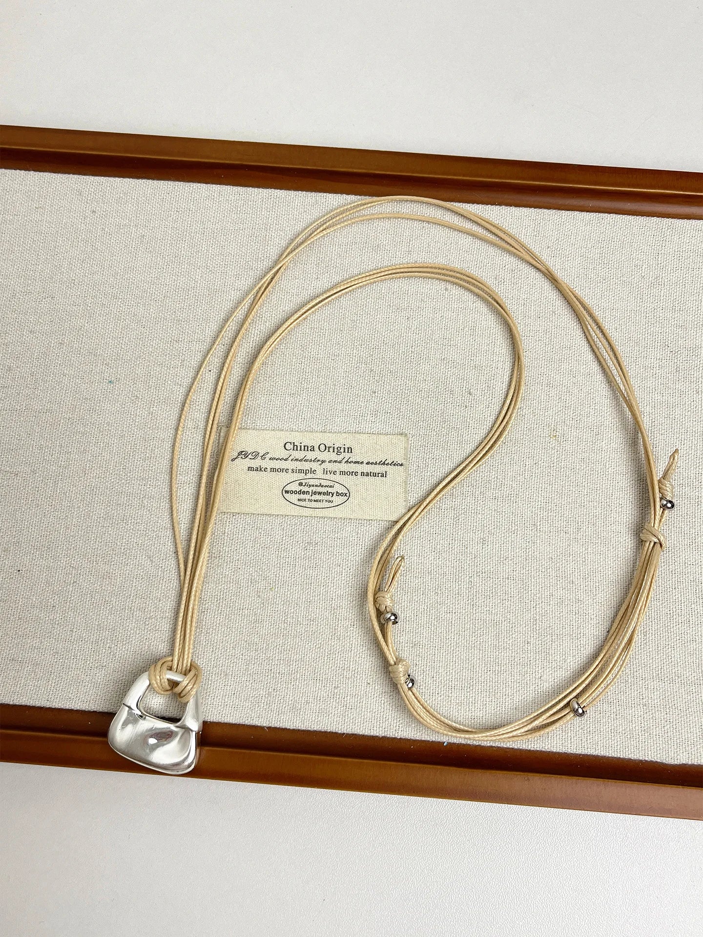 Silver Color Bag Pendant Long Necklace Black Rope Sweater Chain