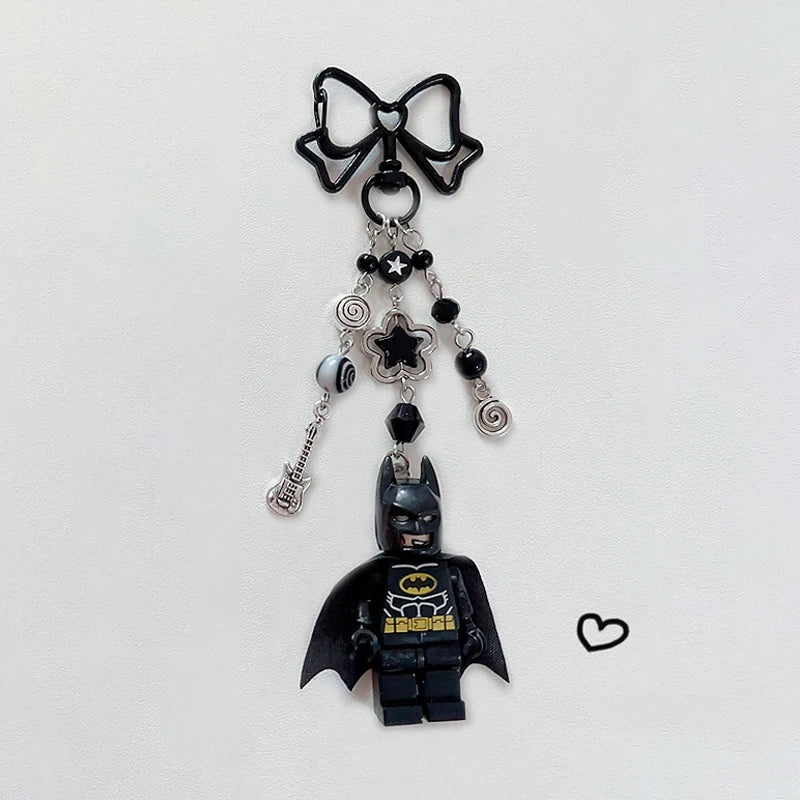 Handmade 3D Fairy Keychain Y2K Pink and Black Beaded Keychain Gift 1pcs