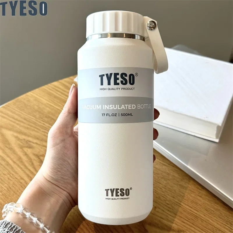 TYESO Insulated Water Bottle Stainless Steel Sport Cup with Handle Portable Travel Mug for Men Women 6-12 Hours Thermal Cold Hot
