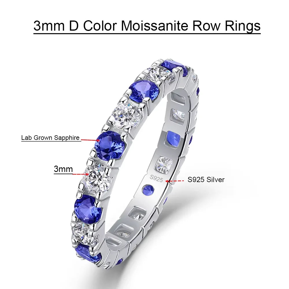 Serenity 3mm D Color Moissanite Rings Women Anniversary Gift S925 Sterling Silver Rings Sapphire Ruby Emerald Bands Fine Jewelry - Madeinsea©