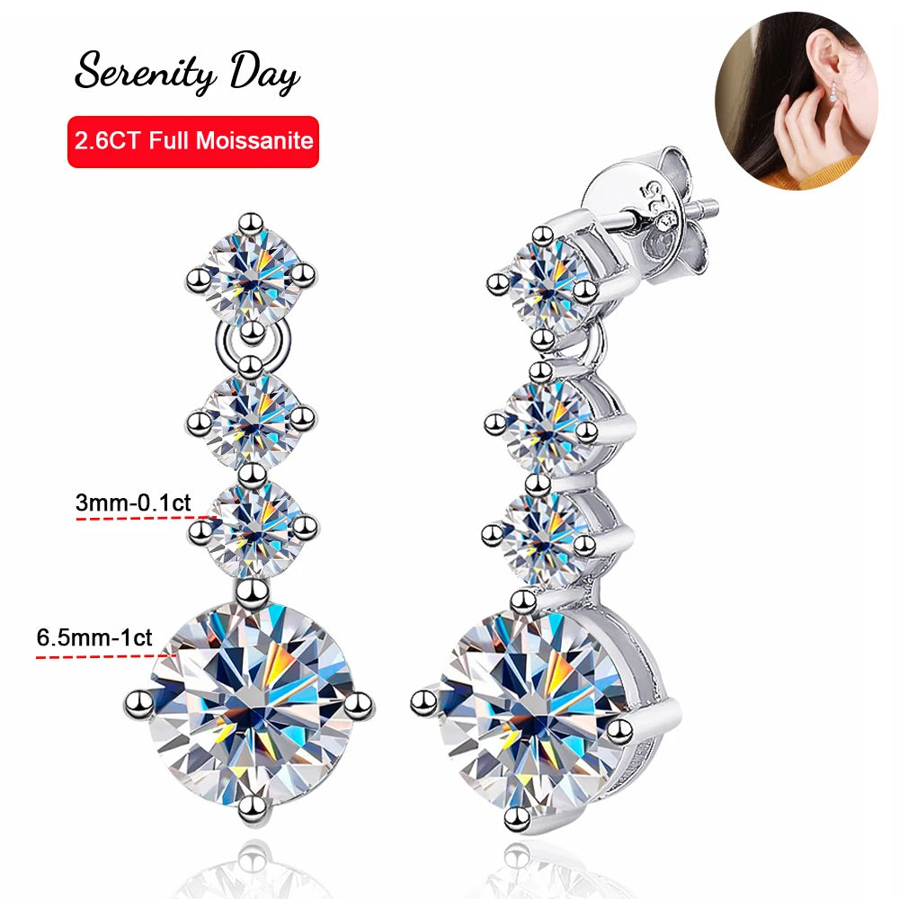 Serenity 2.6ct All Moissanite Drop Earrings For Women Anniversary Gift S925 Sterling Silver Tassel Pendant Earrings Fine Jewelry