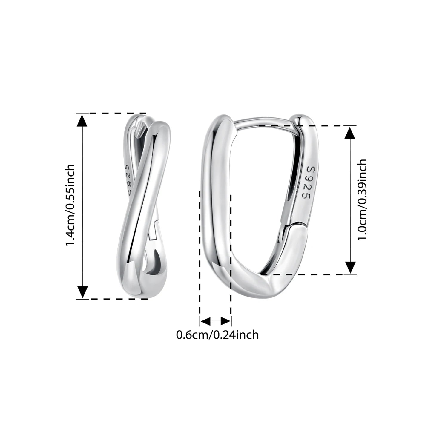 BAMOER Geometric Hoop Earrings Twisted Round Ear Buckles Original for Women Punk Girls 925 Sterling Silver Simple Jewelry Gift