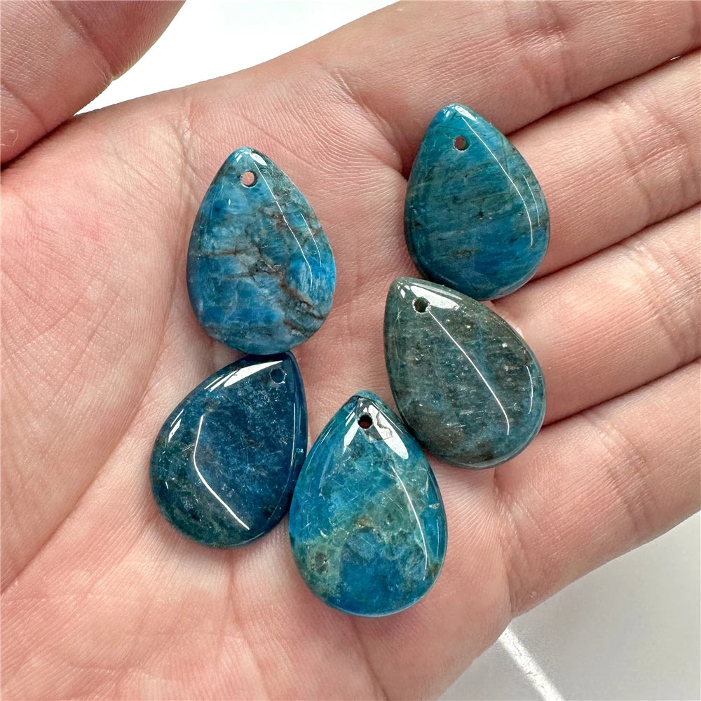 High Quality Smooth Water Drop Gem Pendant Natural Apatite Quartzs Labradorite Top Drilled Charm Bead For Jewelry DIY 18X25MM