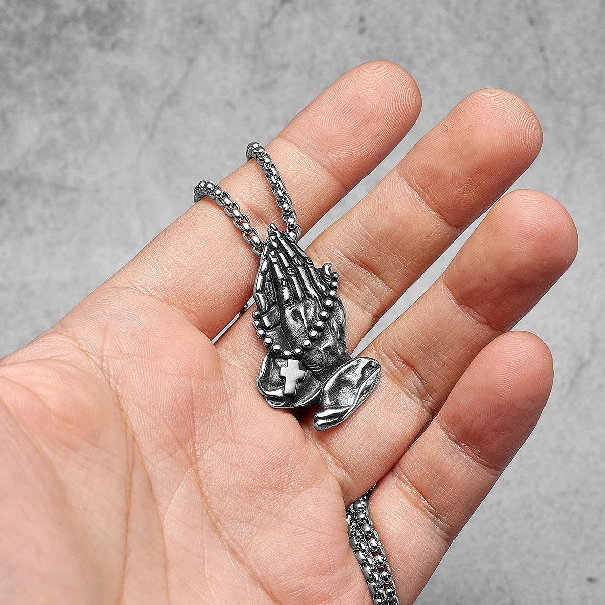 Retro Prayer Pendants Cross Pray Necklace 316L Stainless Steel Men Women Chain Rock Rap for Male Jewelry Xmas Gift Wholesale