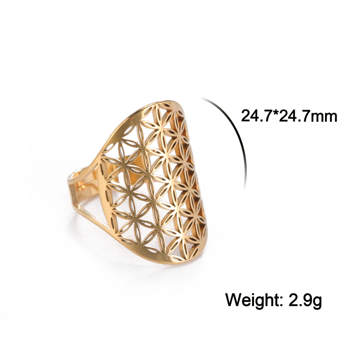 Scared Geometry Ring Unift Scared Geometry Flower of Life Ring Adjustable Stainless Steel R