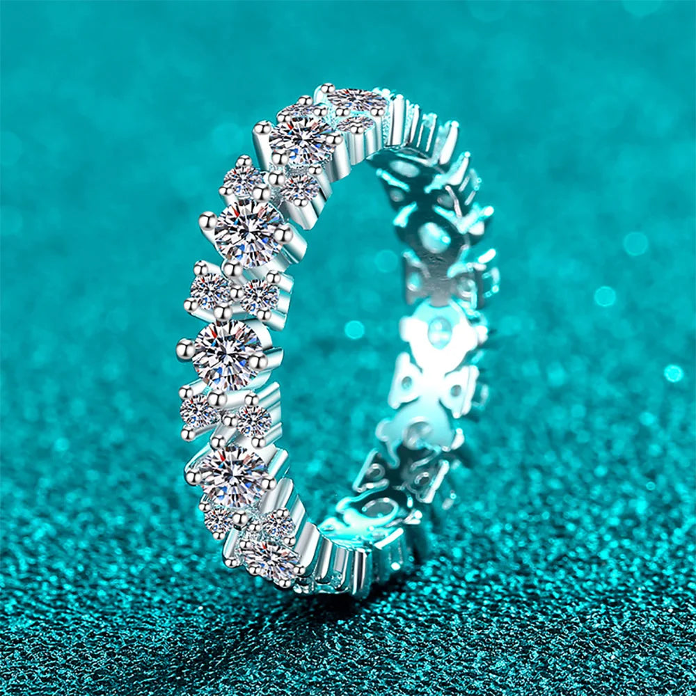 Serenity 1.56ct D Color Moissanite Row Rings for Women Gift 100% S925 Sterling Silver Plated 18K Lab Diamond Eternity Rings GRA