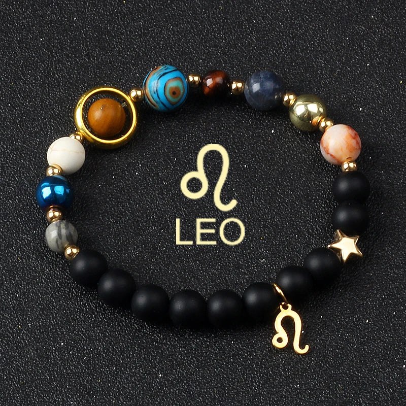 Universe Galaxy Eight Planets 12 Constellation Bracelets for Women Natural Stone Solar System Bracelets Libra Virgo Leo Jewelry - Madeinsea©