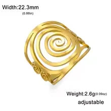 Dreamtimes Fashion Round Geometric Braided Spiral Swirl Ring for Women Stainless Steel Adjustable Thumb Open Ring Jewelry Gifts