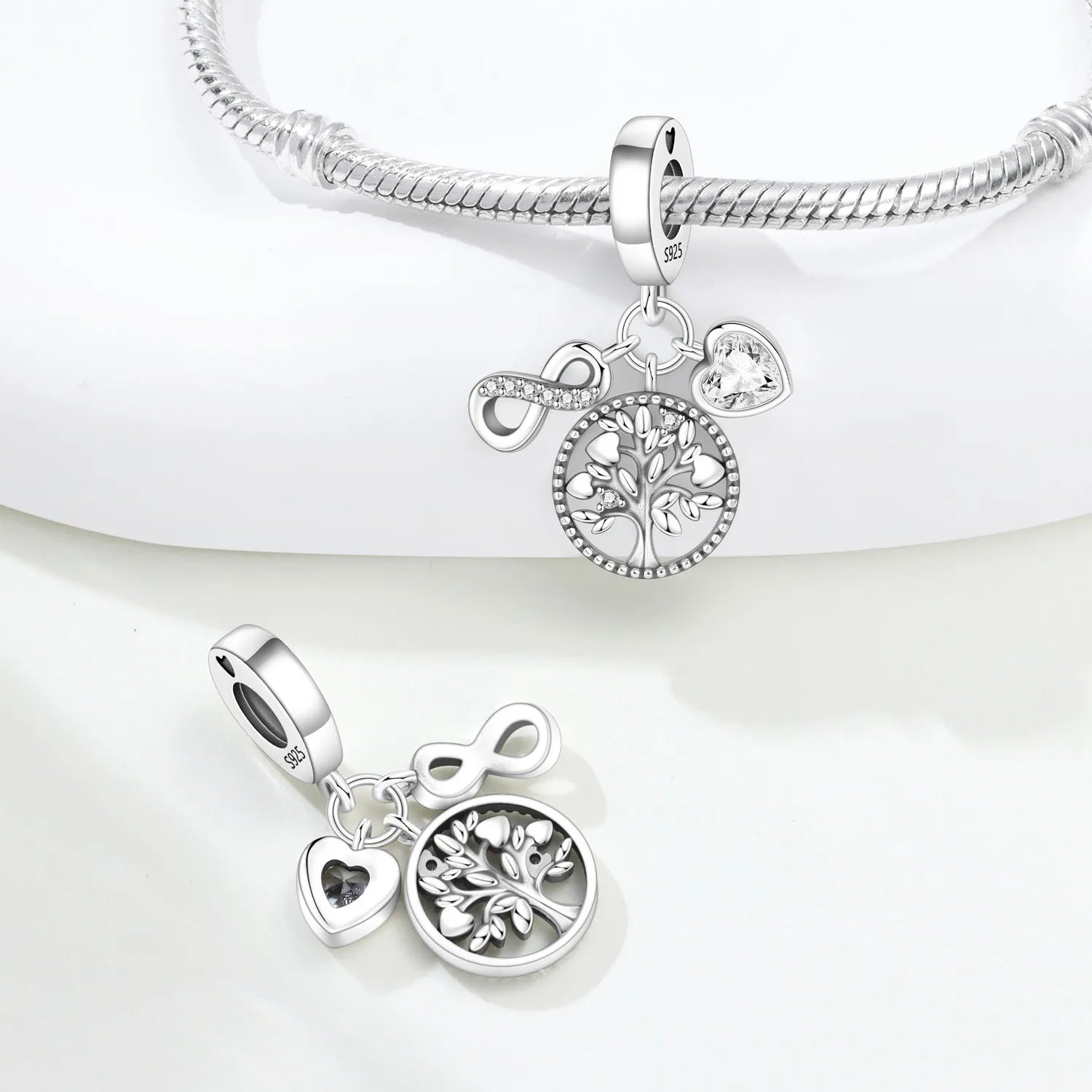 PANPOKI 925 Sterling Silver Tree of Life Unlimited Symbol Pendant Beads Original Bracelet Charm Jewelry Party DIY Trendy Gifts