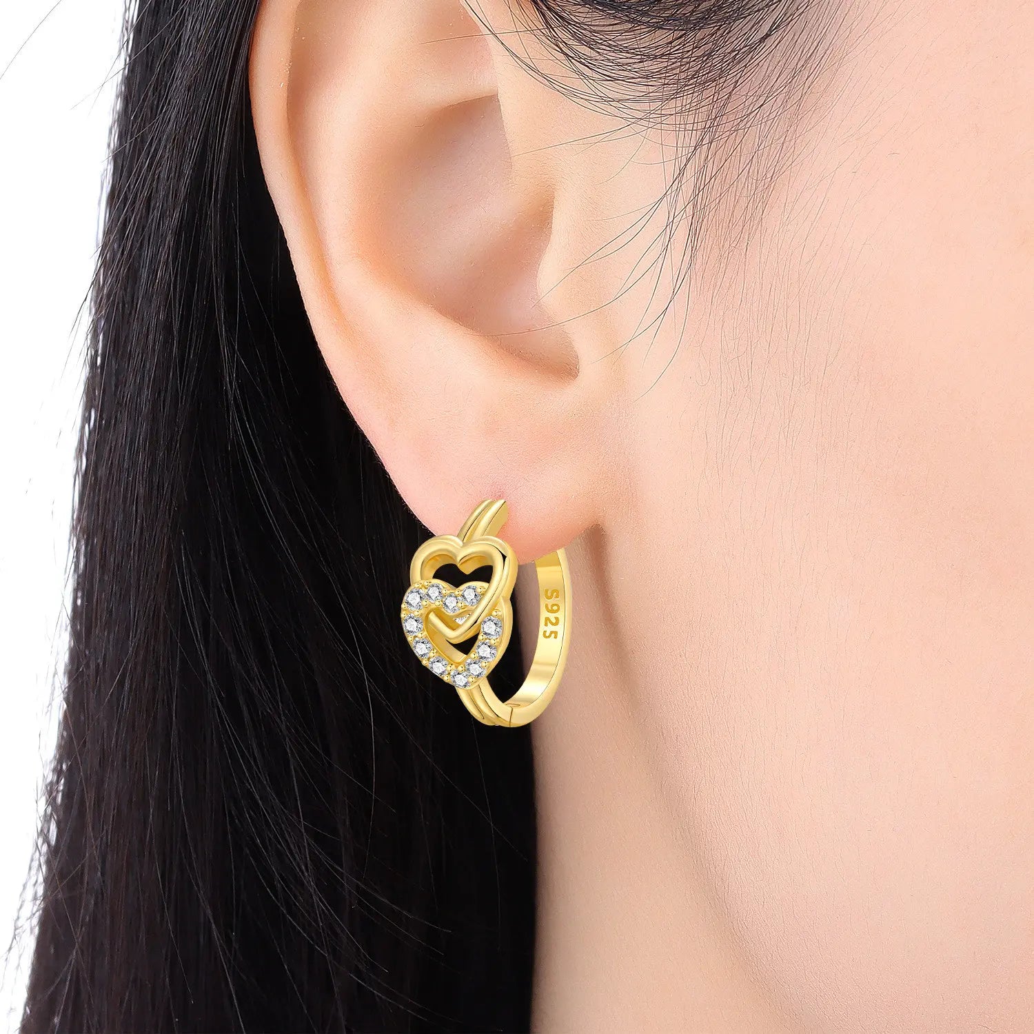 PANPOKI Original 925 Sterling Silver Golden Infinite Love Earrings Women Hoop Earring Anniversary Jewelry Trendy Gifts