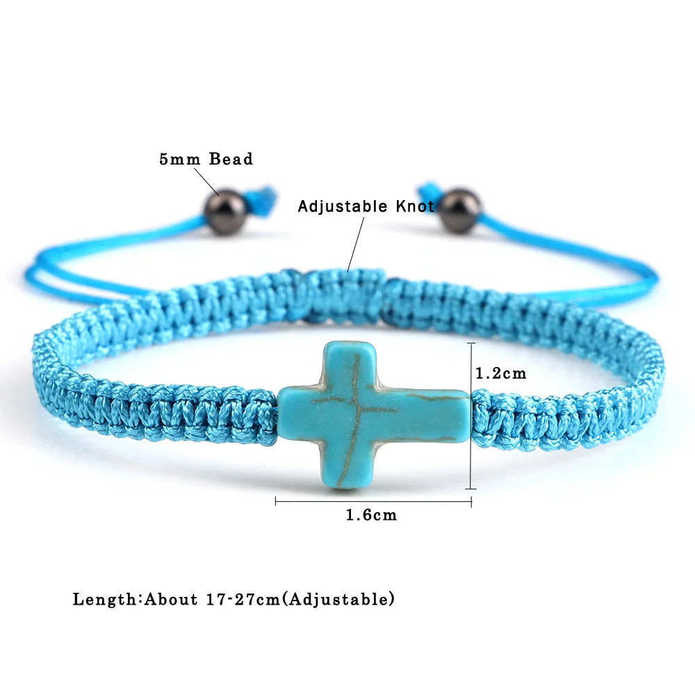 Hand Woven Jesus Cross Bracelet For Men Women Red Black Thread Braided Lucky Bracelet Fashion Couple Bracelet Friendship Jewelry
