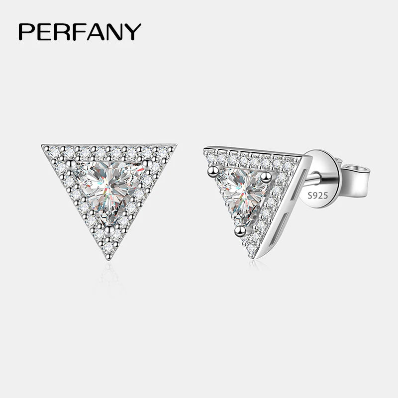 PERFANY 0.5CT Triangular Cut Moissanite Stud Earrings for Women S925 Pure Silver Laboratory Cultivate Diamond Wedding Jewelry - Madeinsea©