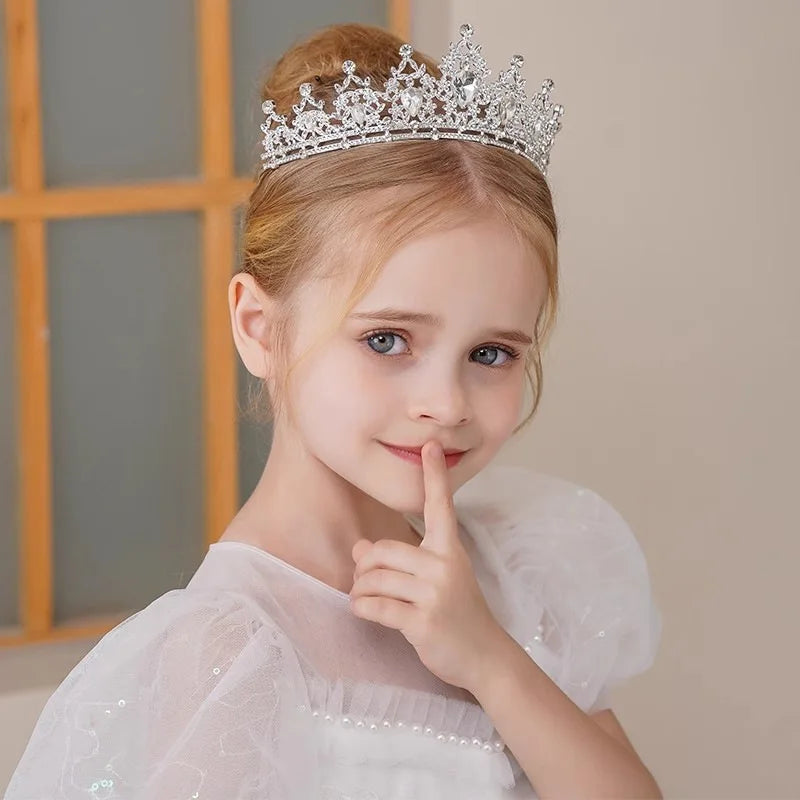 Children's Princess Crown Crystal Headband, Girls' Hair Accessory, High-End Elegance, Dance Performance, Birthday Gift Crown