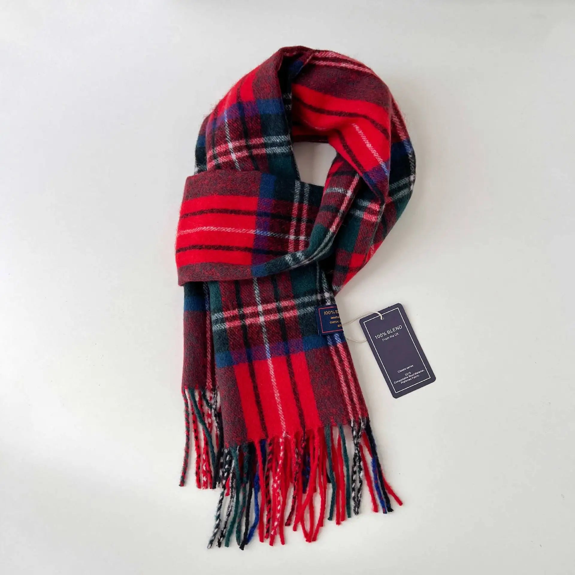 Korean Style Tassel Patchwork Plaid Scarf Women's Fashion Versatile Neck Protection Warmth Cold Resistance Winter New Arrival