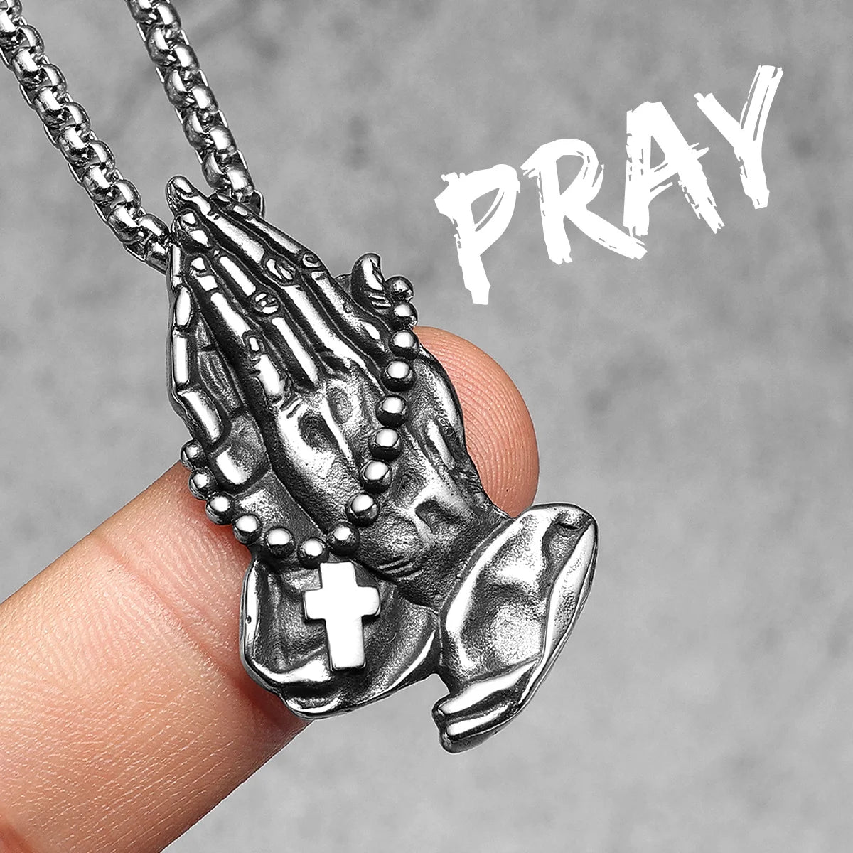 Retro Prayer Pendants Cross Pray Necklace 316L Stainless Steel Men Women Chain Rock Rap for Male Jewelry Xmas Gift Wholesale