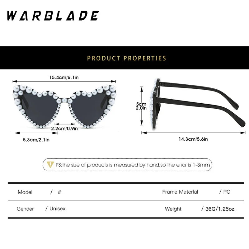 2025 Heart Shape Sunglasses Pearl Frame Wedding Party Sun Glasses Women Big Frame Cute White Black Shades UV400 Fashion Eyewear