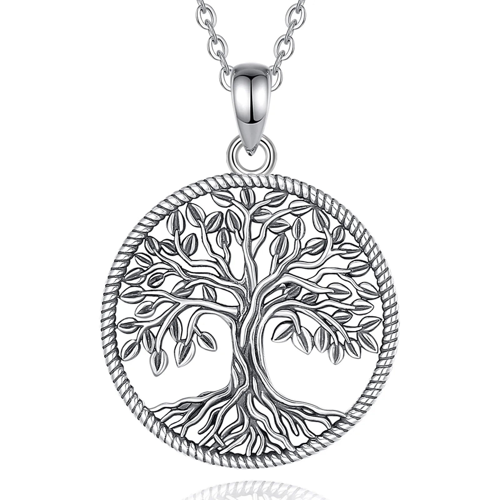 Eudora 925 Sterling Silver Vintage Tree of Life Necklace Vintage Yggdrasil Pendant Tree Jewelry Gift for Mom and Grandma Women