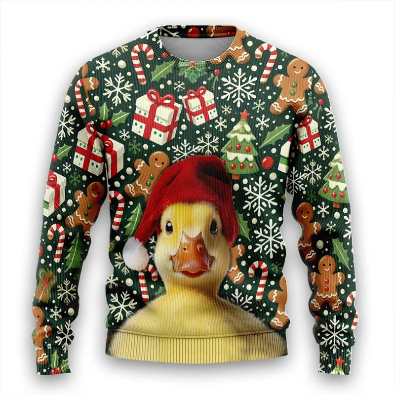 Christmas Theme Pet Corgi Raccoon 3D Printed Ugly Sweater Funny Goat Reindeer Unisex Sweatshirts Gingerbread Man Y2k Pullovers