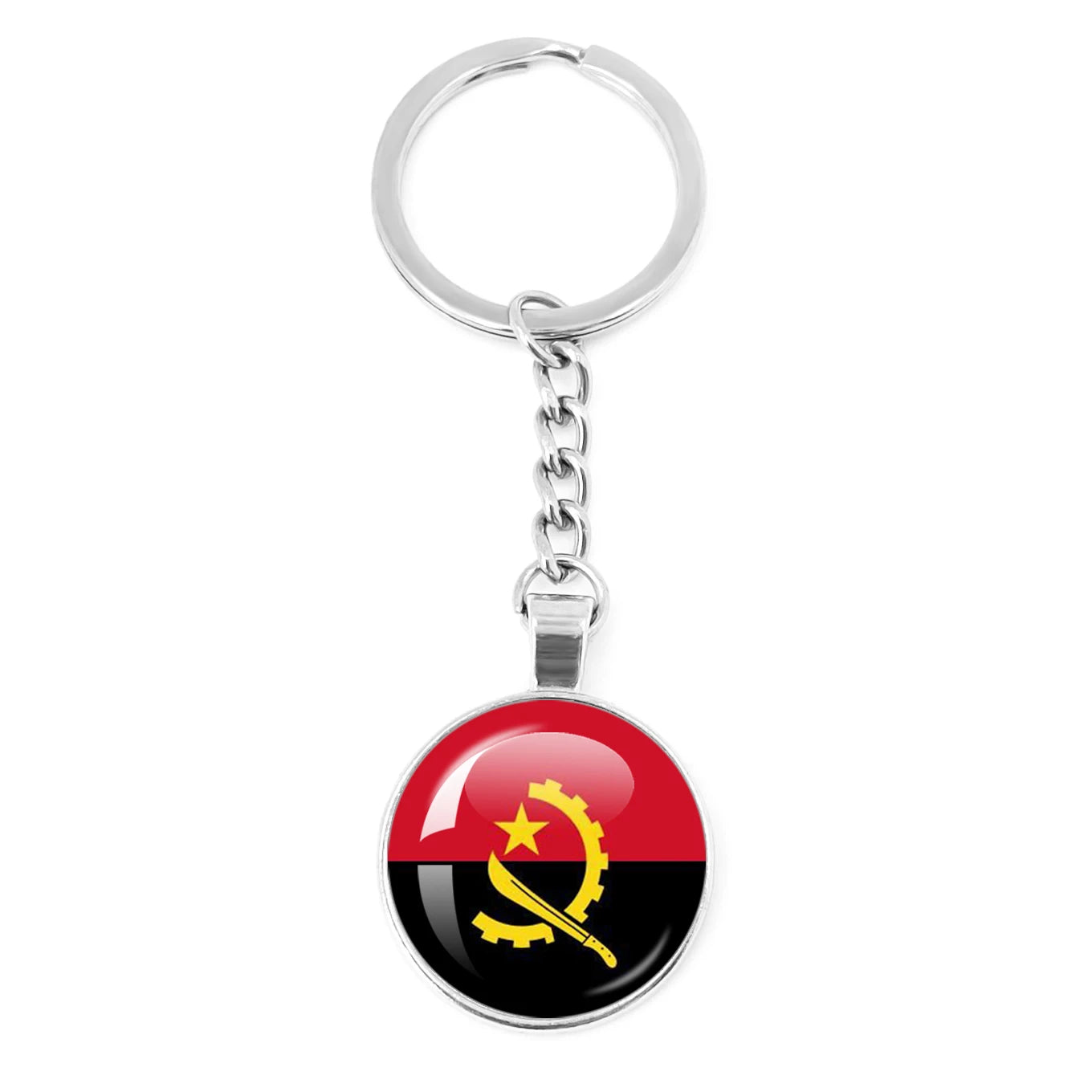 France,Poland,PuertoRico,Montenegro,Yugoslavia,Angola,Philippines,Japan,Senegal Glass Cabochon National Flag Keychain Keyholder