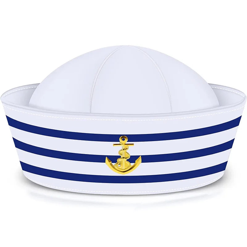 4pcs Cosplay Sailor Hat Scarf Tie Holiday Party Makeup Clothing Accessories Cosplay Adjustable Velcro Captain Navy Hat Set
